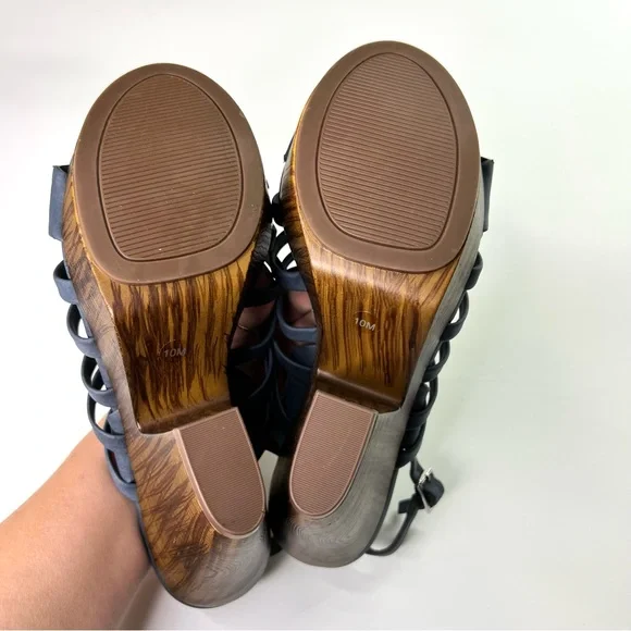 G by Guess Seany Platform Strappy Sandals Washed Denim 10 - Picture 16 of 16